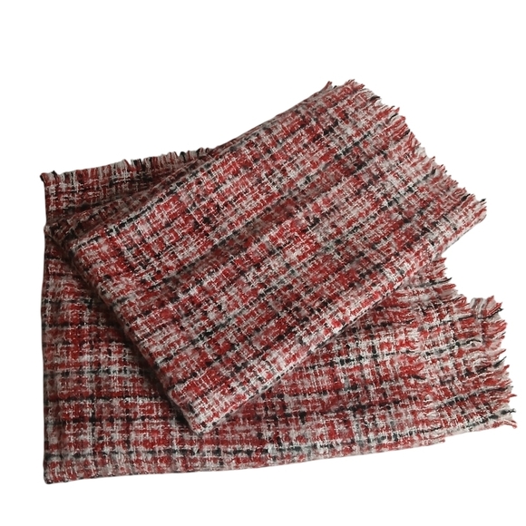 Karl Lagerfeld Paris' Scarf Blanket Woven Textured Tweed with Fringe in … - Picture 2 of 16
